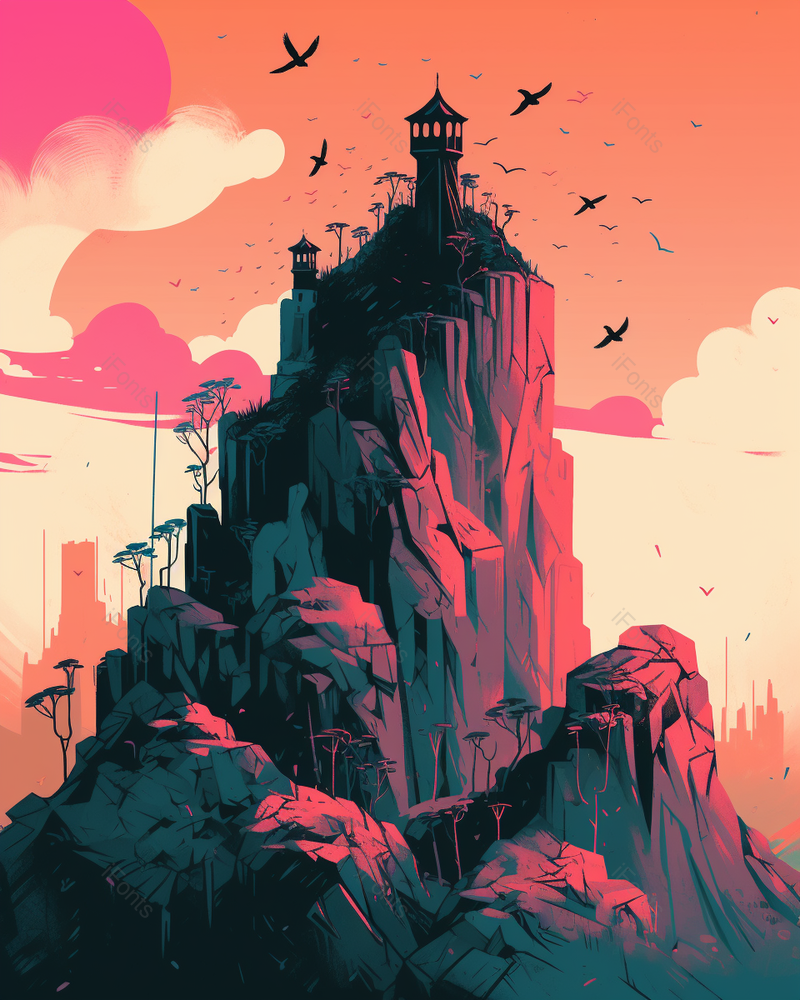 黄昏落日红色山天空背景,插画/手绘图,插画/手绘图库,插画/手绘图下载,插画/手绘